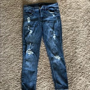 Express distressed cropped jeans